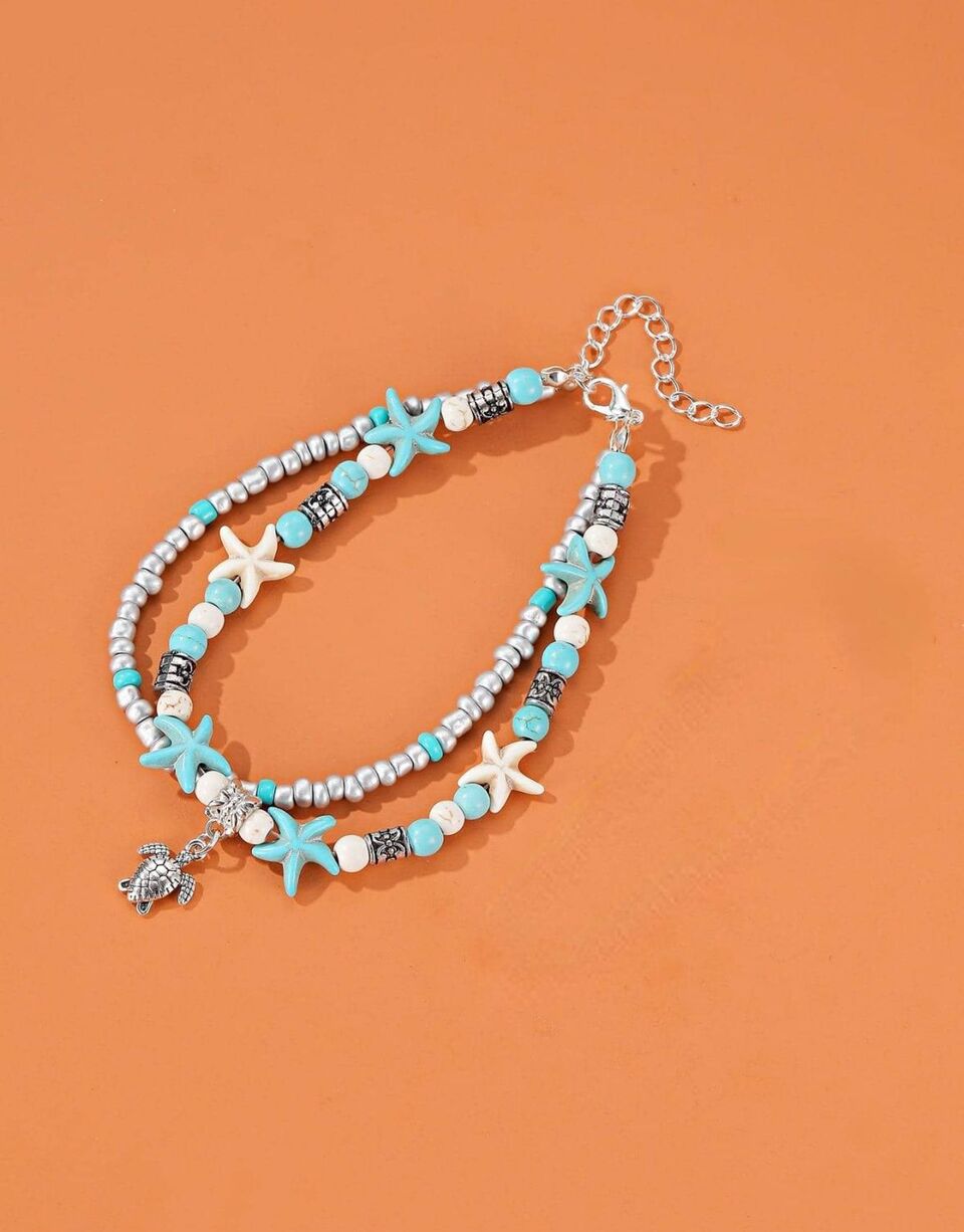 Starfish & Turtle Anklet ๐ข