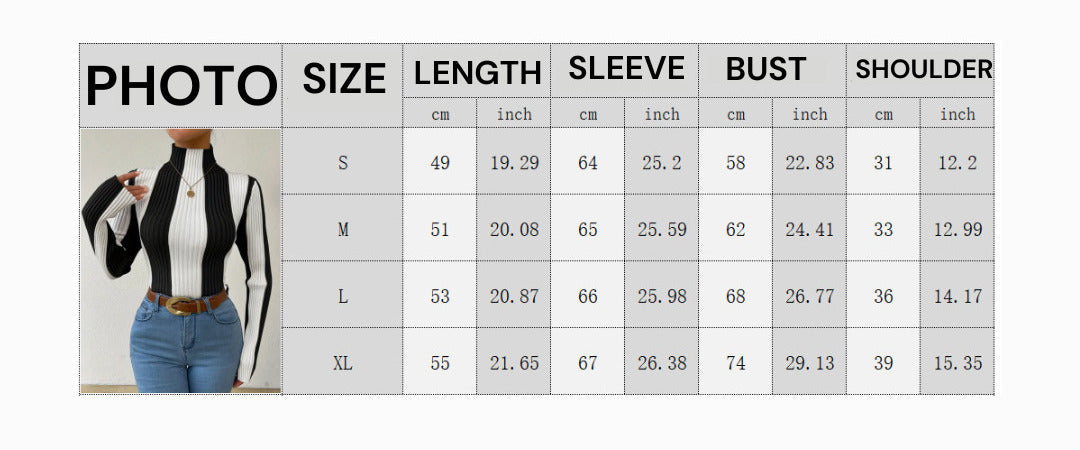 Contrast Ribbed Turtleneck 🤍