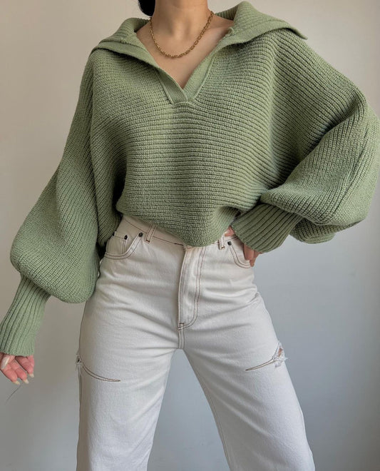 Collar Crop Sweater 🌿