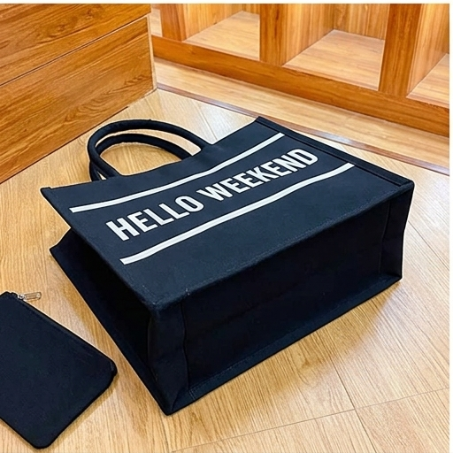 Hello Weekend Black Tote 🖤