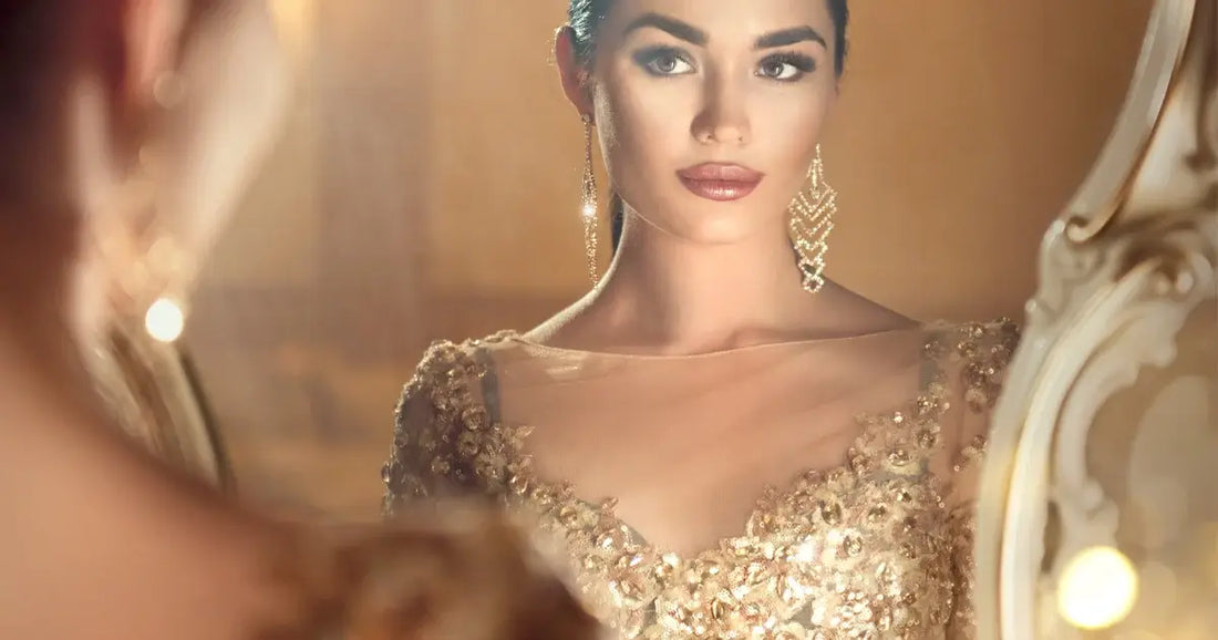 Elegant gold jewelry styled for Ramadan and Eid with layered necklaces and delicate bracelets