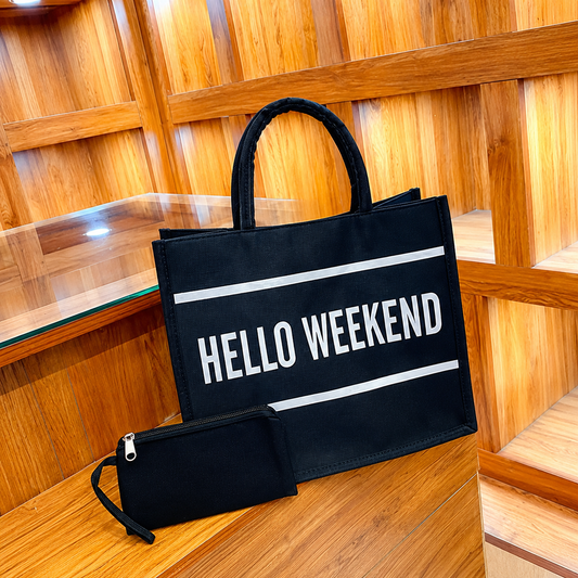Hello Weekend Black Tote 🖤
