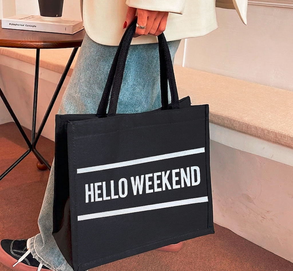 Hello Weekend Black Tote 🖤