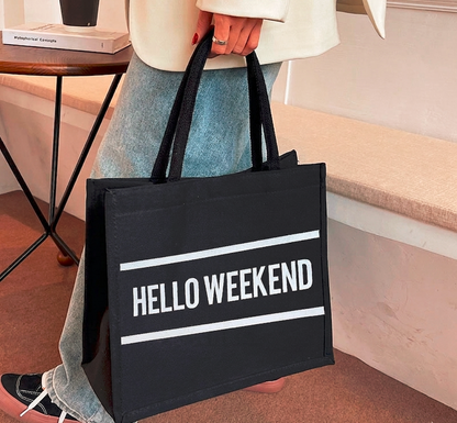 Hello Weekend Black Tote 🖤