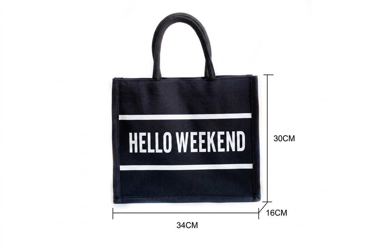 Hello Weekend Black Tote 🖤