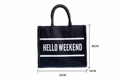 Hello Weekend Black Tote 🖤