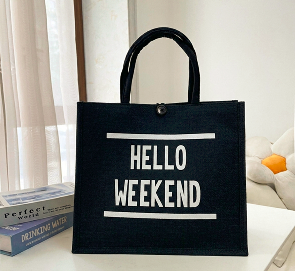 Hello Weekend Black Tote 2 🖤