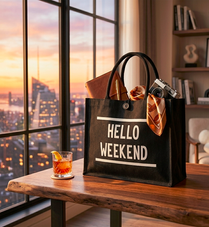Hello Weekend Black Tote 2 🖤