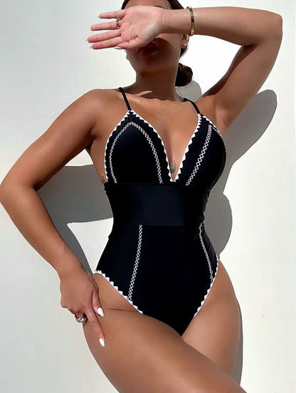 Monochrome Wave Swimsuit 🖤