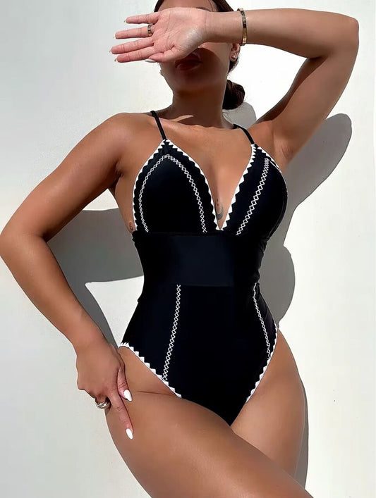 Monochrome Wave Swimsuit 🖤