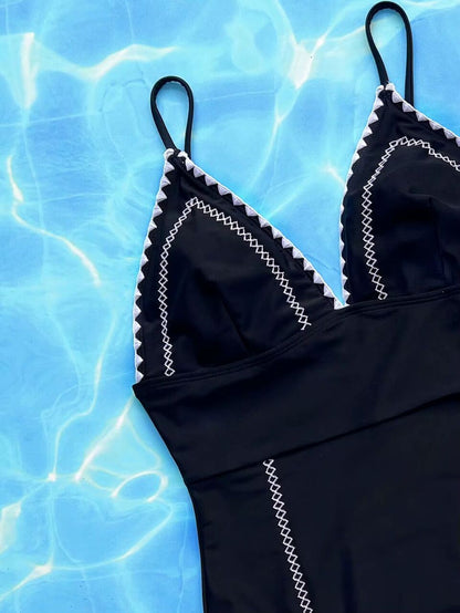 Monochrome Wave Swimsuit 🖤