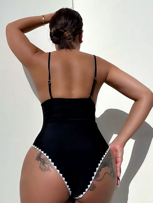 Monochrome Wave Swimsuit 🖤