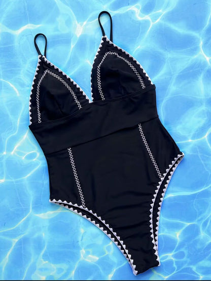 Monochrome Wave Swimsuit 🖤