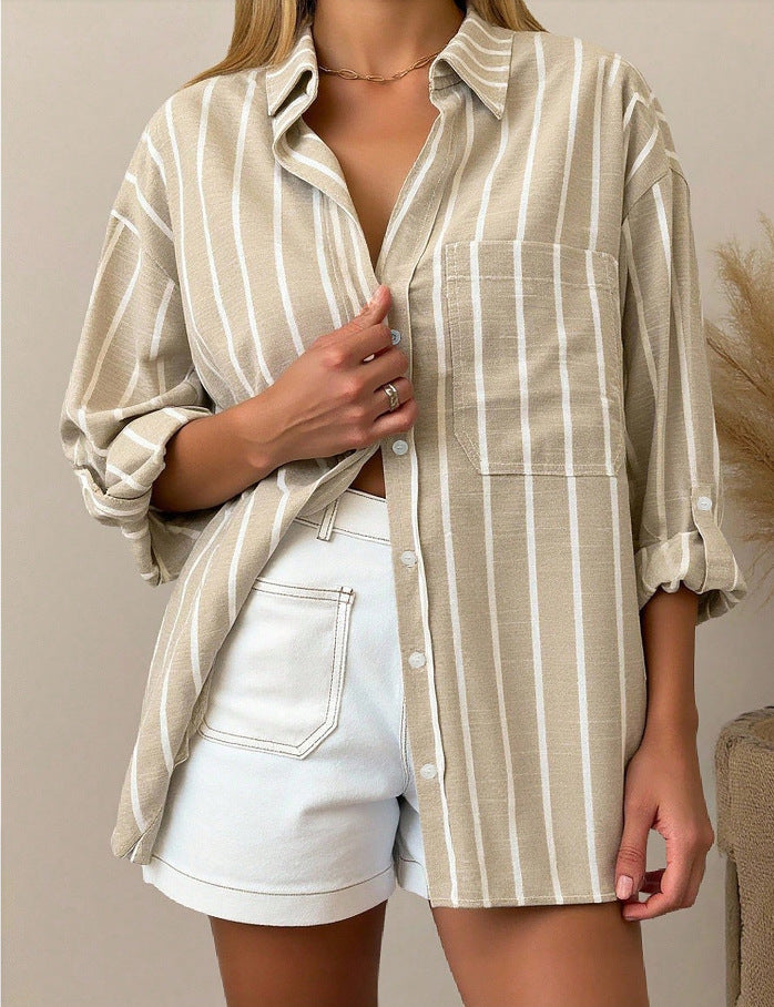 Striped Oversized Shirt 🌸