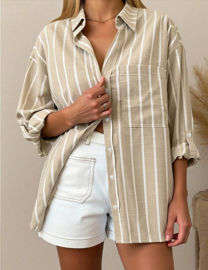 Striped Oversized Shirt 🌸