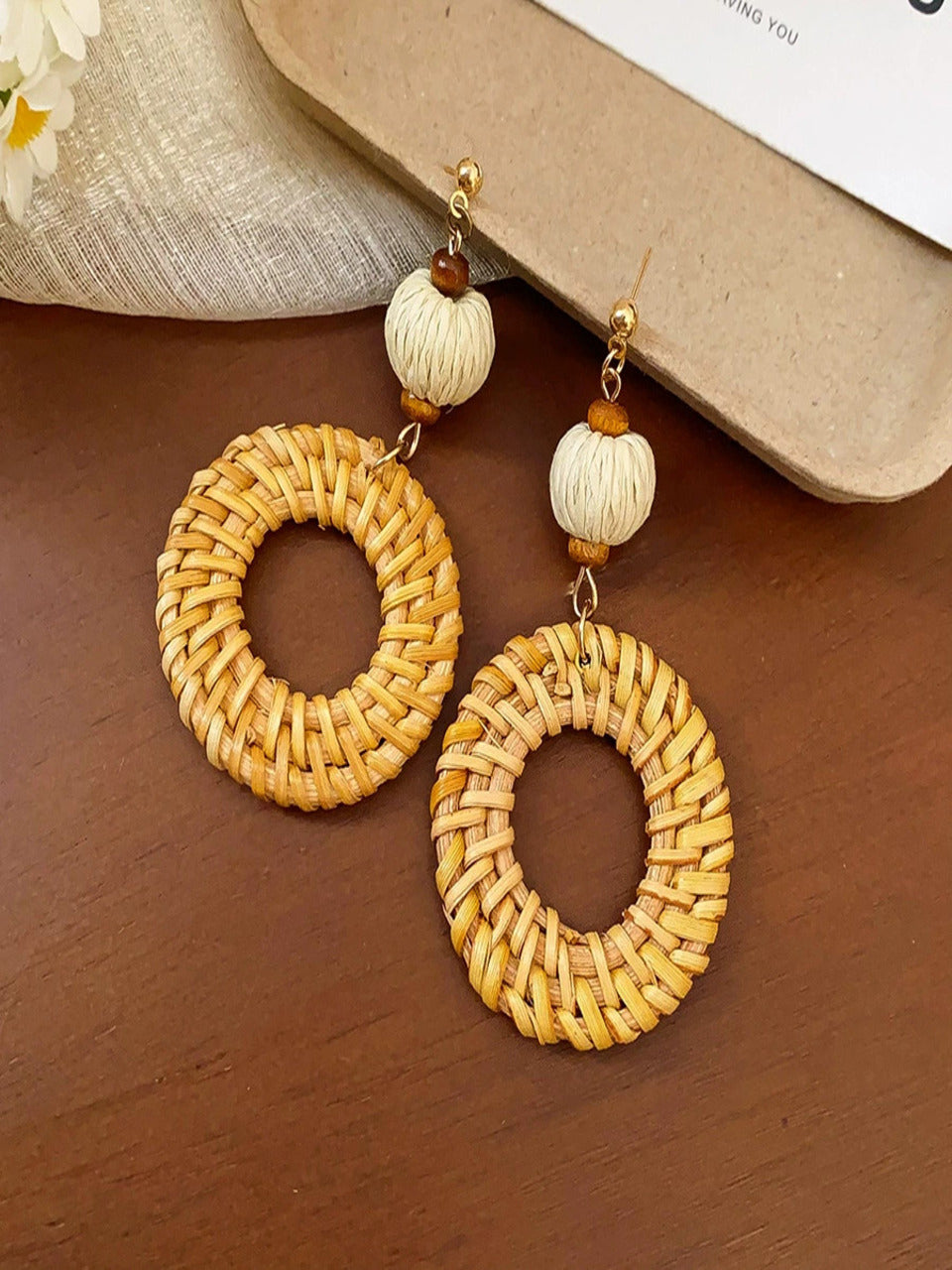 Rattan Hoop Earrings 🍩