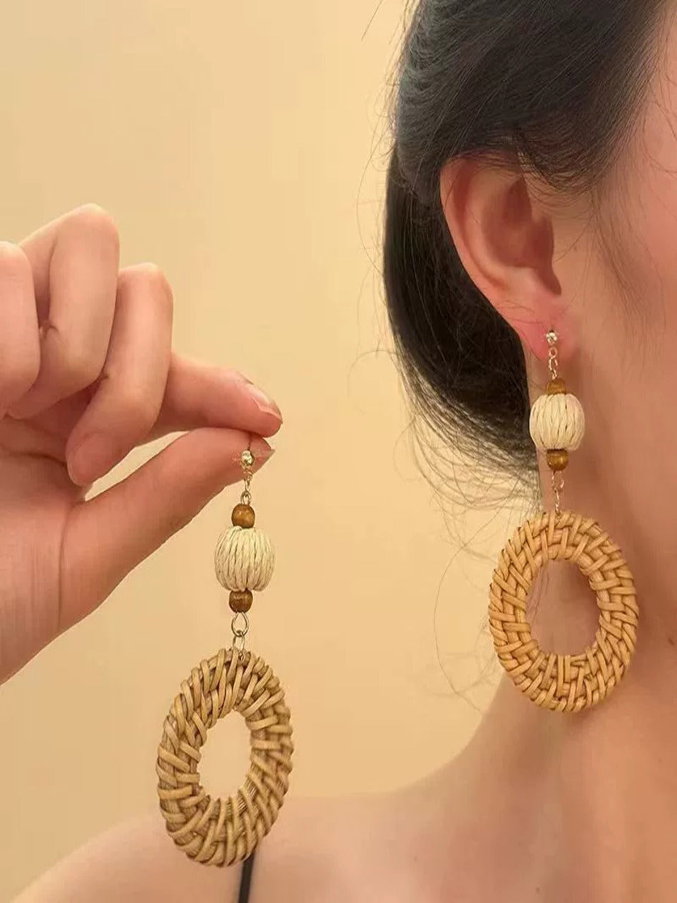 Rattan Hoop Earrings 🍩