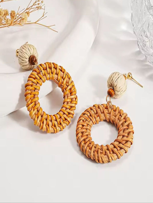Rattan Hoop Earrings 🍩