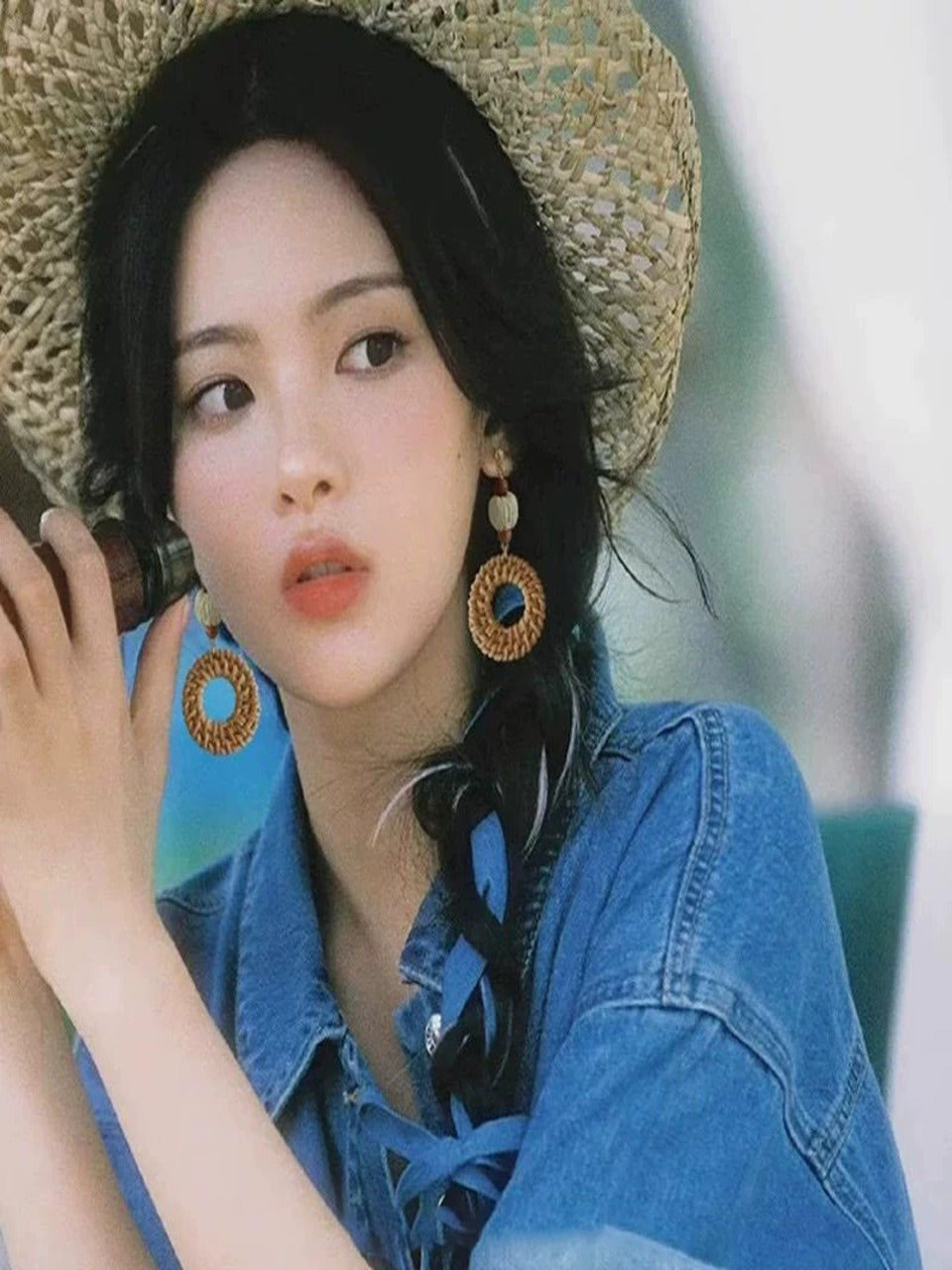 Rattan Hoop Earrings 🍩