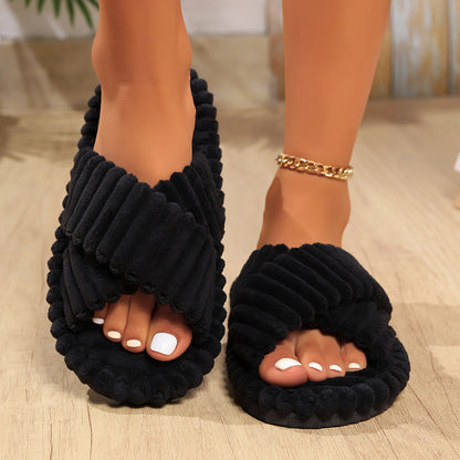 Ribbed Cozy Slides 🖤