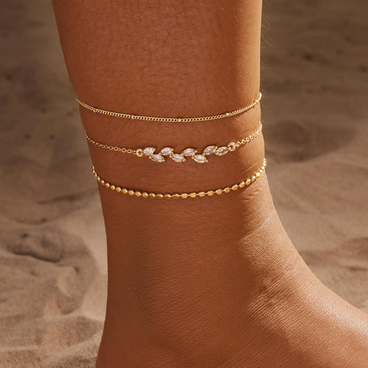 Golden Leaf Glow Anklet ✨