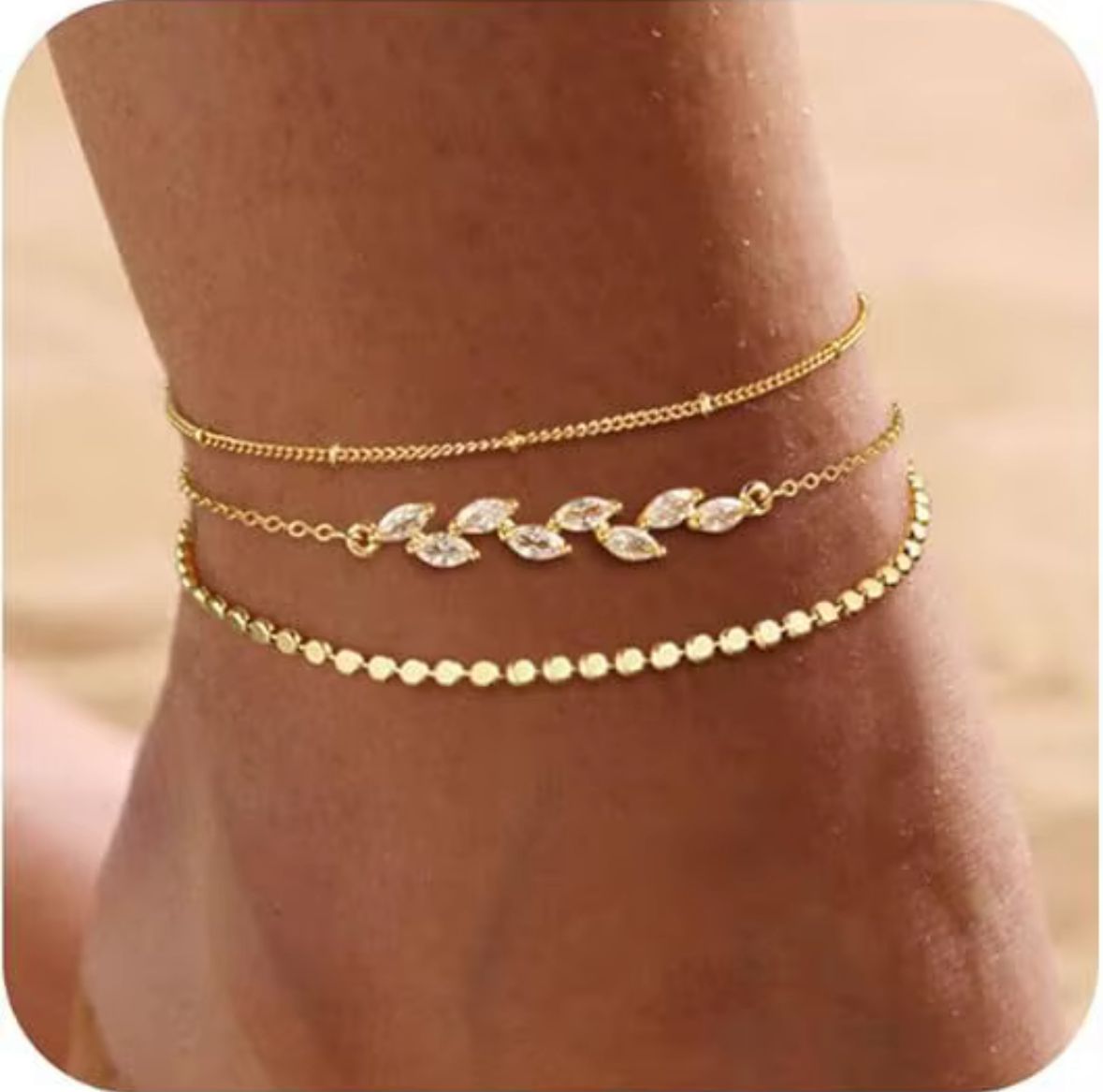 Golden Leaf Glow Anklet ✨