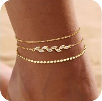 Golden Leaf Glow Anklet ✨