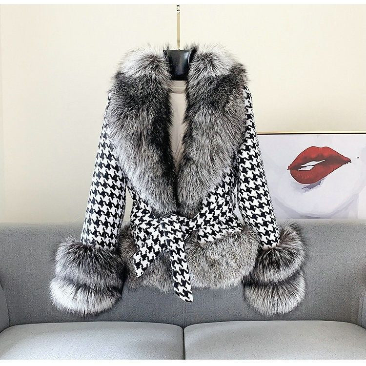 Houndstooth Fur Coat 🖤
