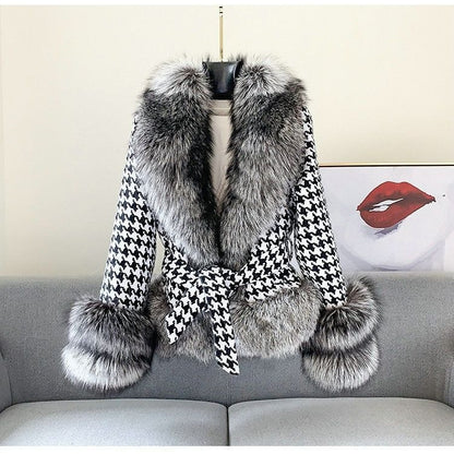 Houndstooth Fur Coat 🖤