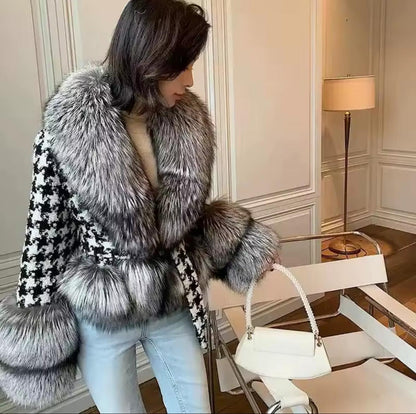 Houndstooth Fur Coat 🖤