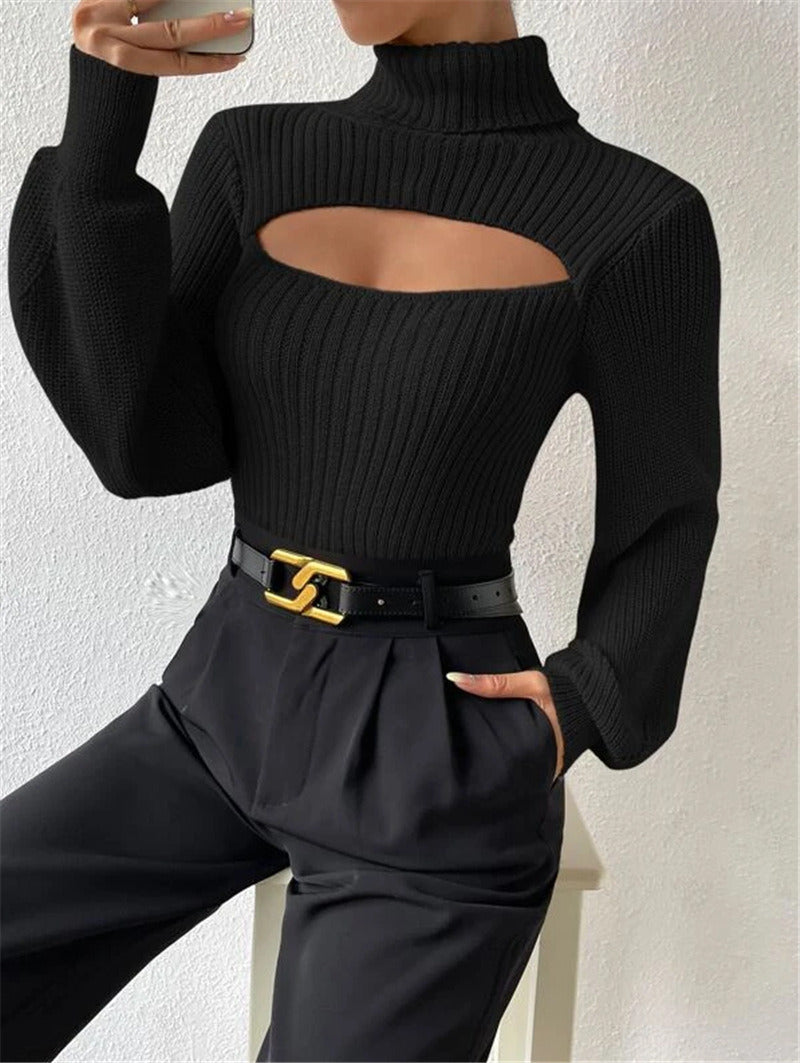 Cutout Ribbed Turtleneck 🔥