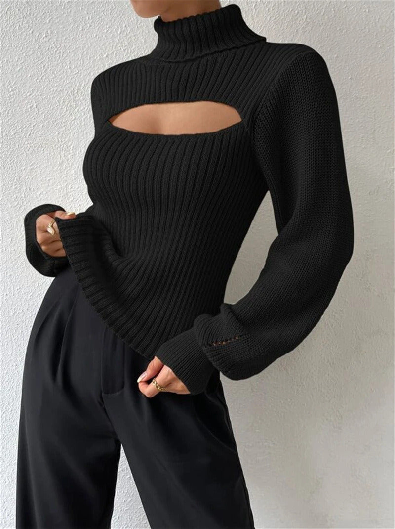 Cutout Ribbed Turtleneck 🔥