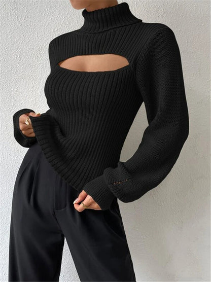 Cutout Ribbed Turtleneck 🔥