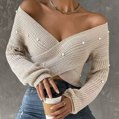 Pearl Wrap Sweater 🤍