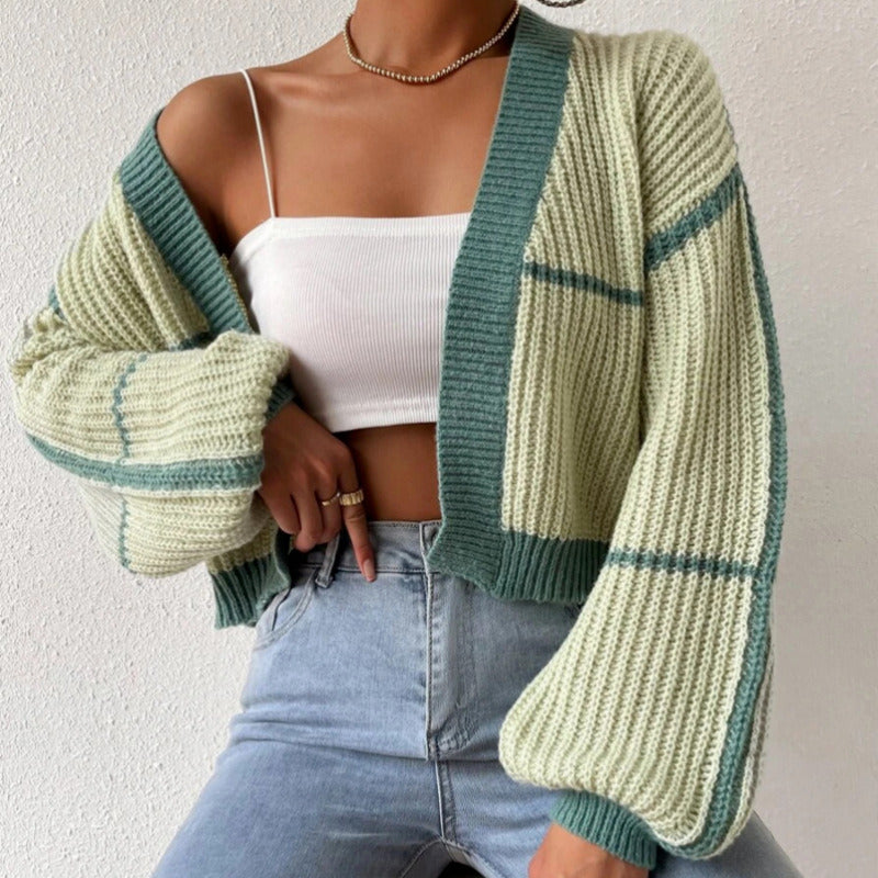 Cozy Contrast Cardigan 🧶