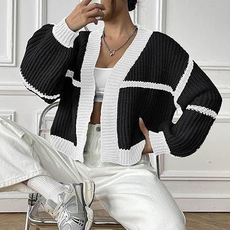 Cozy Contrast Cardigan 🧶