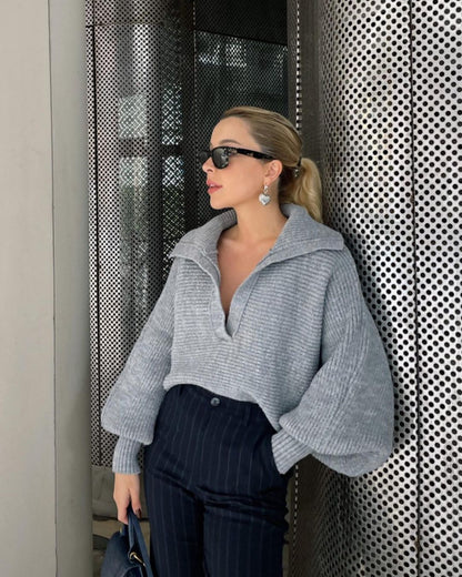 Collar Crop Sweater 🌿