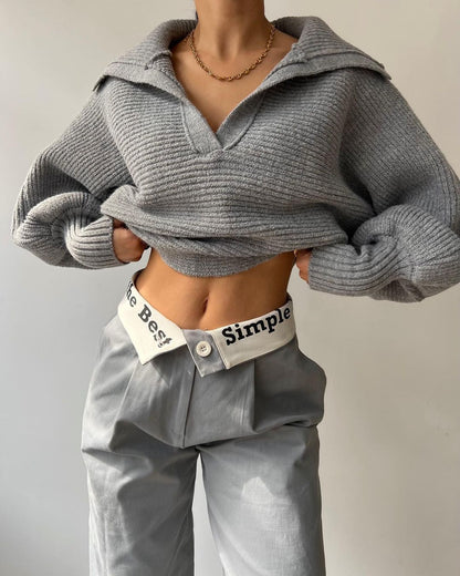 Collar Crop Sweater 🌿