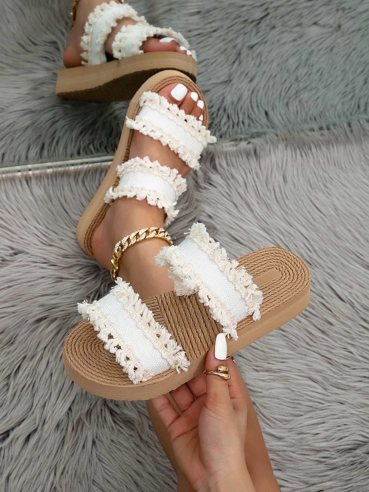 Sandy Fringe Slides 🌴