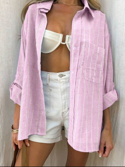 Striped Oversized Shirt 🌸