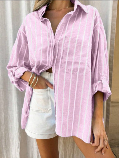 Striped Oversized Shirt 🌸