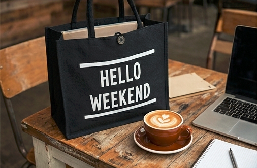 Hello Weekend Black Tote 2 🖤
